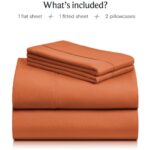 LuxClub 4 PC Queen Sheet Set, Queen Size, Deep Pockets 18″ Wrinkle Free Cooling Sheets Machine Washable Hotel Bedding Silky Soft – Autumn Orange Queen