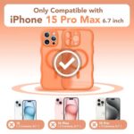 CAPRARO Cute for iPhone 15 Pro Max Case, Compatible with MagSafe, [Curly Wave Edge] [Full Camera Protection] [14 FT Drop Protection] Magnetic Phone Case for 15 Pro Max 6.7 Inch, Orange Yellow