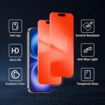 jehezkel 2 Pack for iPhone 15 Pro Max Privacy Screen Protector Tempered Glass for iPhone15 6.9 inch Private Protective Film Anti-Blue Light Anti Spy No Bubble Simple Assembly Gradient Red Orange