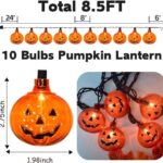 Halloween Decorations Pumpkin Lights, 8.5 Feet Clear Pumpkin String Lights. 10 Pack Orange Pumpkin Lantern Lights for Halloween Indoor Outdoor Party Patio Yard Home Decor