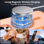 Anuck for iPhone 16 Pro Case Magnetic Phone Case Compatible with MagSafe, Soft TPU Bumper Hard Translucent Matte Back Slim Fit Shockproof Protective Cover for Men Women Girls – Orange