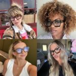 PORADAY Square Blue Light Glasses for Men Women Fashion Thick Frame Glasses Trendy Computer Eyeglasses Reading Eyestrain (Orange)