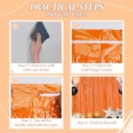 DECOCKRAT 2 Pack Foil Fringe Backdrop – Orange Shiny Tinsel Curtains for Party Decoration/Photo Booth Props – 3.3×6.6 FT Metallic Foil Backdrop for Birthday, Wedding, Graduation, Christmas.