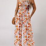 Dokotoo Loose Jumpsuits for Women Overalls Oversized Solid Color Wide Leg One Piece Sleeveless jumpsuit Long Pant Romper with Pockets 2025 Fashion Printed Orange Large