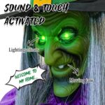 Halloween Decorations – Halloween Decorations Outdoor – 11.5 Ft Animated Hovering Witch Animatronics – Sound & Touch Activated Sensor – Scary Props House Decor for Garden Yard Lawn Indoor Decoration