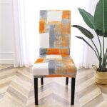 Gibelle Chair Covers for Dining Room Set of 4, Spandex Stretch Dining Room Chair Cover, Removable Washable Kitchen Parsons Chair Covers Seat Slipcovers, Orange