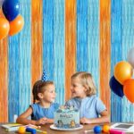 Blue Dog Man Birthday Party Decorations,2 Packs Orange&Blue&Light Blue Foil Fringe Curtains Birthday Party Suppiles, Photo Booth Props for Blue Dog Backdrop Streamers Party Decorations
