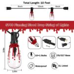 Cbebew Halloween Decorations Lights, 10Ft Flicker Flame Halloween String Light with 10 Flicker Flame ST40 LED Bulbs, Outdoor Spooky Lights for Patio Balcony Party Decoration, Black