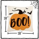 CH HAICHENG Halloween Pillow Covers 18×18 Set of 4 Trick or Treat Pillow Covers Happy Halloween Linen Sofa Bed Throw Cushion Cover Decoration