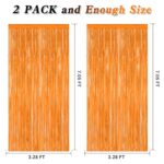 2 Pack Backdrop Curtains, 3.28 FT x 7.05 FT Orange Color Tinsel Backdrop, Metallic Party Streamer Fringe Curtains, Foil Curtains Halloween Decor Birthday Party Supplies