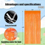 Keyali 2 Pack 3.3 * 8.3 ft Foil Curtain Metallic Tinsel Fringe Curtains Photo Booth Props Backdrop for Birthday Wedding Engagement Baby Shower Christmas Holiday Celebration Party?Macaron Orange