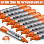 Fuutreo 10 Pack Jumbo Permanent Markers Bulk Large Chisel Tip Permanent Markers Quick Drying Waterproof Big Huge Poster Pens for Office, Logistics Company and More(Orange)
