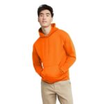 Hanes Men’s Pullover EcoSmart Hooded Sweatshirt, Safety Orange, X-Large