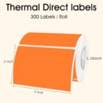 STARLIBOO 3×2 inch Color Direct Thermal Label Stickers for Shipping, Barcode, Address, Compatible with Rollo Label Printer & Zebra Desktop Printers (Orange)