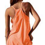 Lentta Womens Athletic Sleeveless Mini Dress with Built-in Shorts V Neck Spaghetti Strap Sundress(Orange-S)