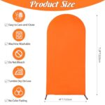 Spandex Fitted Wedding Arch Cover 7.2FT Orange, Round Top Chiara Backdrop Stand for Wedding, Birthday Party, Baby Shower, Banquet Decoration (Orange, 7.2FT)
