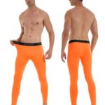 Runhit Men’s Compression Pants Running Tights Workout Leggings Athletic Base Layer Pants for Sports Yoga Basketball Orange M