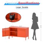 Washsemba 2 Door Accent Cabinet,Orange Metal Storage Cabinet with Adjustable Shelf,2-Tier Shelf,Multipurpose Metal Locker Storage for Office Home,Music Studio (Orange)