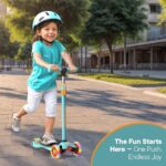 Dribbl 3-Wheel Kids Scooter – Lean-to-Steer Technology, Adjustable Height Handlebar, Wide Deck, Scooter for Boys & Girls Ages 3+, Child Safety Approved, Support Riders Up To 165 lbs, Light Blue/Orange