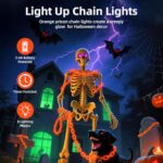 10Ft Battery Operated Plastic Chain Lights for Halloween Decorations, 8 Modes Timer Orange Halloween String Lights Waterproof Lighted Props Chains for Skeleton Dog, Haunt House,Costumes Party Decor