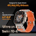 TAURI Nylon for Apple Watch Ultra 2 Band 49mm, Rugged Nylon Braided Strap & Stainless Steel Connectors – Adjustable iWatch Ultra Men’s Woven Band, Orange