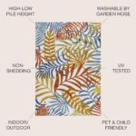 JONATHAN Y AMC100B-5 Tropics Palm Leaves Indoor Outdoor Area Rug Bohemian Floral Easy Cleaning High Traffic Bedroom Kitchen Backyard Patio Porch Non Shedding, 5 X 8, Cream/Orange