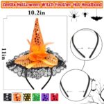 ZeeDix Orange Halloween Witch Feather Hat Headband- Witch Headpiece for Halloween Costume Dress up Masquerade Supplies