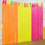 Mega-L Glow in The Dark Party Supplies, 3 Pack Neon Party Decorations 9.9 x 6.6 ft Fluorescent Macaron Orange, Yellow and Fuchsia Tinsel Foil Fringe Curtains, Glow Photo Booth Prop Backdrop Streamer