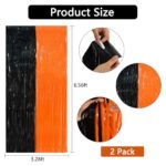 BEISHIDA 2Pcs Orange Black Door Streamer Happy Halloween Backdrop Pumpkins Foil Fringe Tinsel Horry Party Curtains Backdrops for Horry Party Hallowen Decoration (3.28 ft x 6.56 ft)