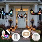 Halloween Decorations Spooky Eyes Lights – 21 Inch Large Wooden Window Eye Lights with 8 Color Modes for Halloween Decor Indoor Home,Wall,Window,Trees (Style – B)