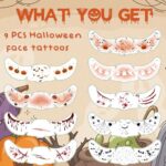 Halloween Costumes Woman 2025-9 Pack Black Bat Freckles Face Tattoos | Halloween Makeup for Adult – Rave Accessories Shirts Pajamas Treats Party Favors Supplies,Halloween Games Toys Gifts Crafts