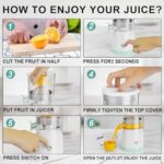 Electric Juicer Rechargeable, Portable Orange Citrus Juicer Machines with USB and Cleaning Brush for Orange, Lemon, Citrus, Limes, Grapefruit, Apples