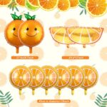Gejoy 10 Pieces Orange Slice Fruit Balloons Little Cutie Aluminum Foil Balloons Jumbo Birthday Tangerine Decorations for Summer Citrus Orange Themed Birthday Party Decor Supplies