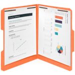 50 Orange Fastener File Folders – 1/3 Cut Reinforced Tab – Durable 2 Prongs Bonded Fastener Designed to Organize Standard Medical Files, Office Reports – Letter Size, Orange, 50 Pack