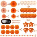 Orange Party Decorations, Paper Pompom Balloon Garland Orange Party Supplies for Halloween Decorations Women Girls Birthday Wedding Graduation Christmas Engagement Party Decorations