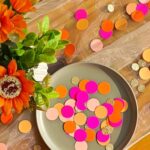 Letjolt Pink Orange Paper Confetti Glitter Golden Scatter Table Decoration Surprise Craft Supplies Birthday Party Bridal Baby Shower Party Wedding Gift Circle Dots Decor 100 Pcs