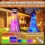 Zeedix Halloween Ghost Decorations with LED Lights & Remote Control – 2 Pack Light Up Spooky Ghosts for Outdoor Indoor, Yard, Porch, Front Door Decor