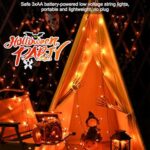 Battery Operated Halloween Indoor String Lights, 8 ft 20 LED Orange Mini Cluster Tree Lights with Timer, Indoor Outdoor Patio Garland Window Decor for Party Christmas Halloween Decorations