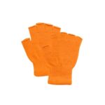 DOOVID Winter Knit Warm Mittens for Women & Men – Stretch Half Finger Gloves – Orange