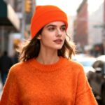 PFFY Beanie for Men Women Unisex Knit Cuffed Plain Winter Beanies Hats Skull Cap Orange