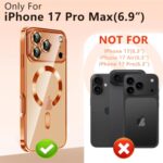 ZZYYQSL Magnetic for iPhone 17 Pro Max Case with Privacy Screen Protector & Full Camera Cover Compatible with MagSafe Shockproof Slim Clear Back Phone Case for iPhone 17 Pro Max Glossy Cover,Orange