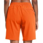 MAGCOMSEN Hiking Shorts Women Orange Quick Dry Cooling Elastic Waist Golf Casual Athletic Shorts Pockets for Seniors XL