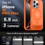Temdan Magnetic Compatible with iPhone 16 Pro Max Case, [Built-in Invisible Kickstand][Compatible with MagSafe][Military Grade Shockproof] Slim Translucent Matte Phone Case for iPhone 16 Pro Max 6.9″