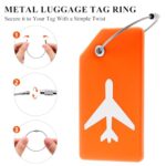 5 Pack Silicone Luggage Tag for Suitcases with Stainless Loop, TSA Approved, Privacy Protection Travel Essentials Bag Tags by Gostwo, Orange