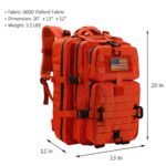 Hannibal Tactical MOLLE Assault Backpack, Tactical Backpack Military Army Camping Rucksack, 3-Day Pack Trip w/USA Flag Patch, D-Rings, Orange
