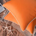 Phantoscope Pack of 2 Outdoor Waterproof Solid Throw Decorative Pillow Cover Decorative Square Outdoor Pillows Cushion Case Patio Pillows for Couch Tent Sunbrella, Orange 18×18 inches 45×45 cm