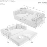 4-in-1 Folding Convertible Sofa Bed, 78 Inch Boneless Couch with Fixed-Shape Frame, Corduroy Loveseat Sleeper with Pull Out Bed, Floor Sofa Modular Futon Couch for Living Room Bedroom Lounge (Orange)