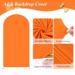 7.2FT Orange Arch Backdrop Cover,Spandex Fitted Wedding Arch Stand Covers Round Top Chiara Arch Covers Stretchy Backdrop for Birthday Party Ceremony Banquet Decoration