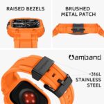 amBand Bands Case Compatible with Apple Watch Series 11/10 46mm for Men, M1 Sport Rugged Heavy Duty Cover Tactical Strap Military Grade Protective Bumper Protector for iWatch 46 mm Men, Orange
