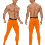 Roadbox Men’s Compression Pants Running Tights, Performance Sports Workout Leggings, Athletic Base Layer for Gym Basketball Orange